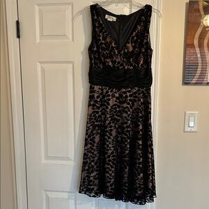 Patra Black and Brown Floral Midi Dress